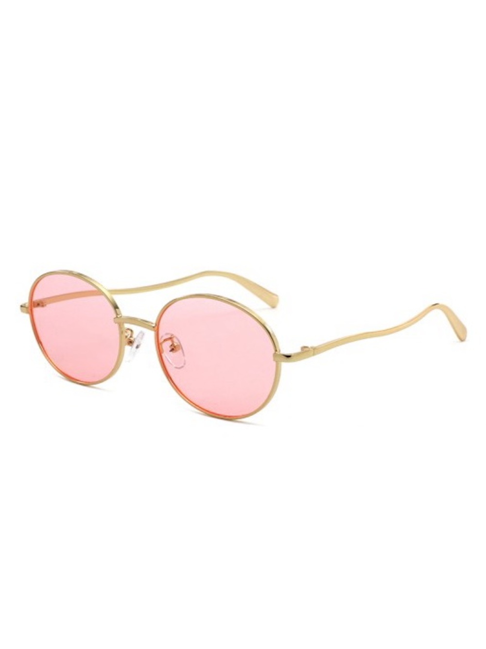 Gold Frame Pink Lens Round Sunglasses